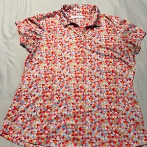 Pebble Beach Red and Blue Geometric Golf or Tennis Polo